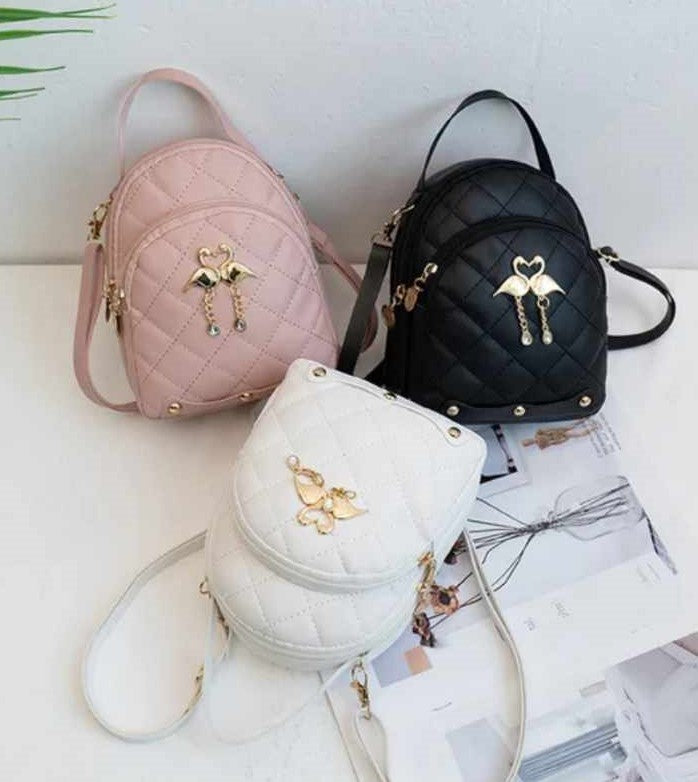 ZIPPERED BACK PACK, Mini Back Pack with Swan Design