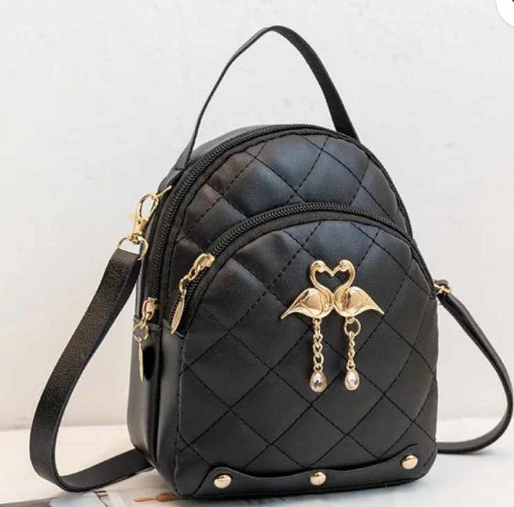 ZIPPERED BACK PACK, Mini Back Pack with Swan Design