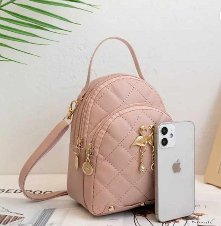 ZIPPERED BACK PACK, Mini Back Pack with Swan Design