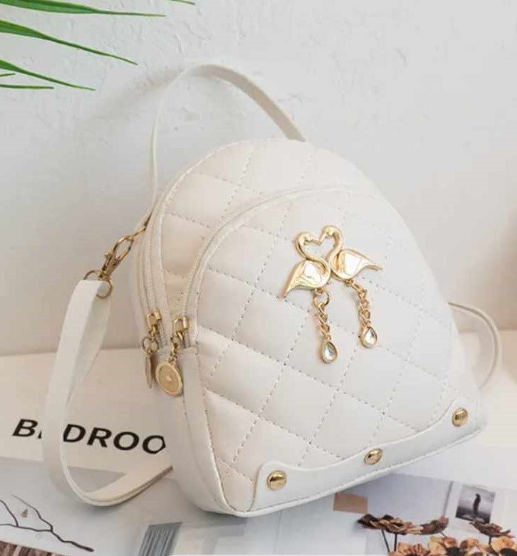 ZIPPERED BACK PACK, Mini Back Pack with Swan Design