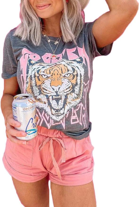 SHIRT, Women's Tiger Face Casual T-shirt