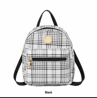 ZIPPERED BACK PACK, Plaid Mini Back Pack