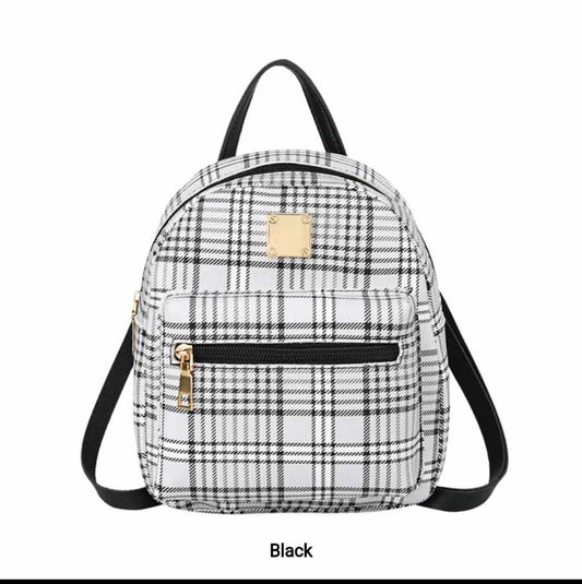 ZIPPERED BACK PACK, Plaid Mini Back Pack