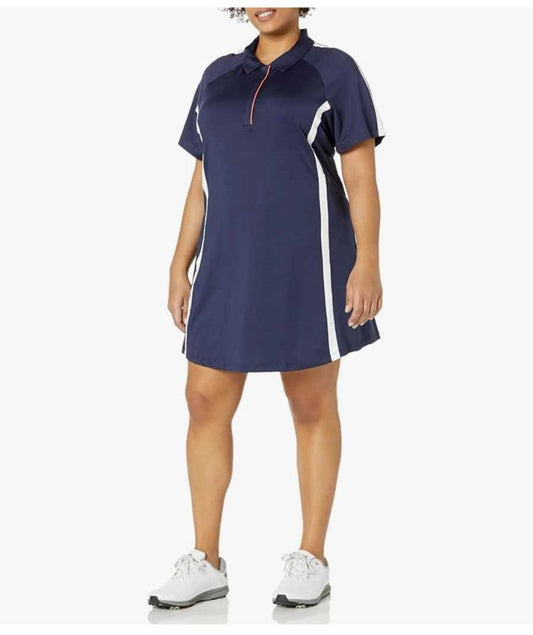 DRESS, Waist slimming colorblock golf dress
