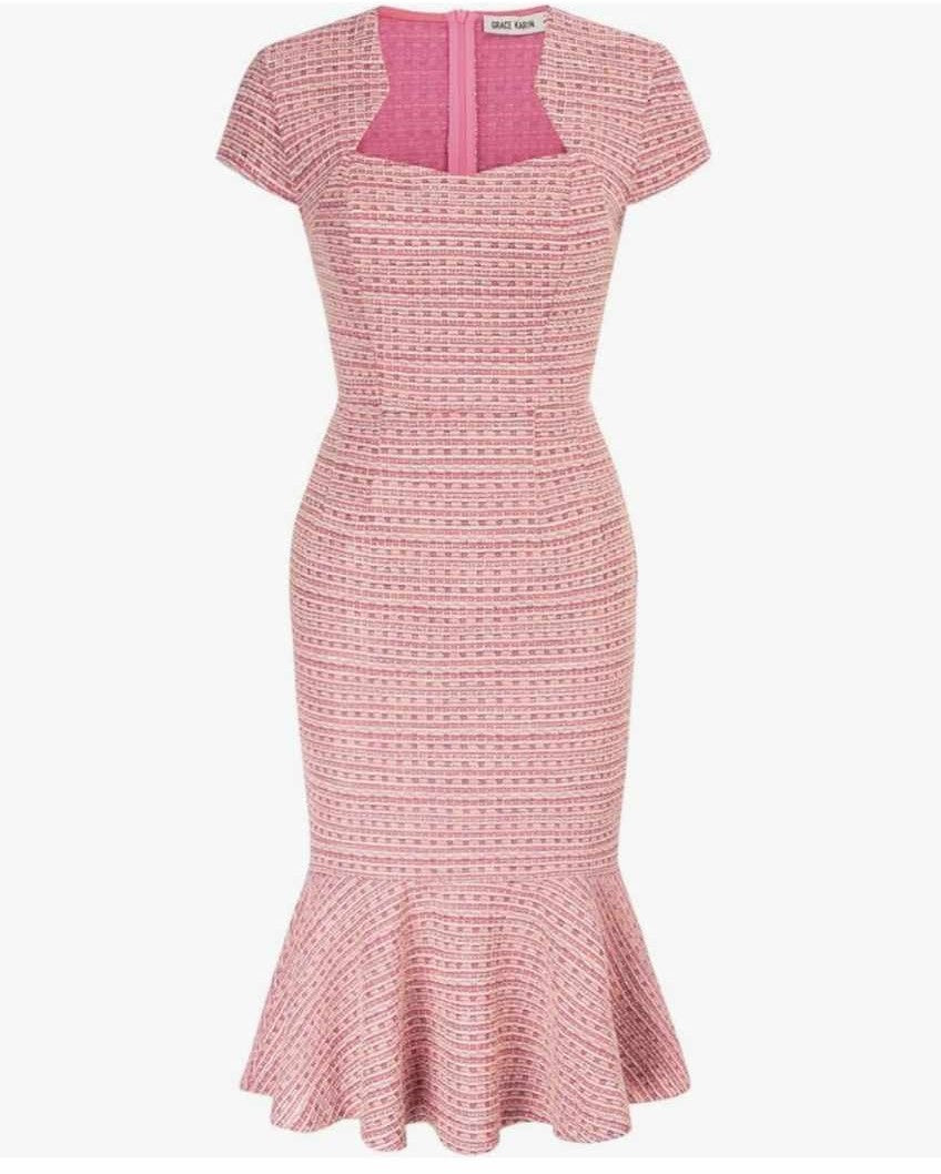 DRESS, Pink Fishtail Dress