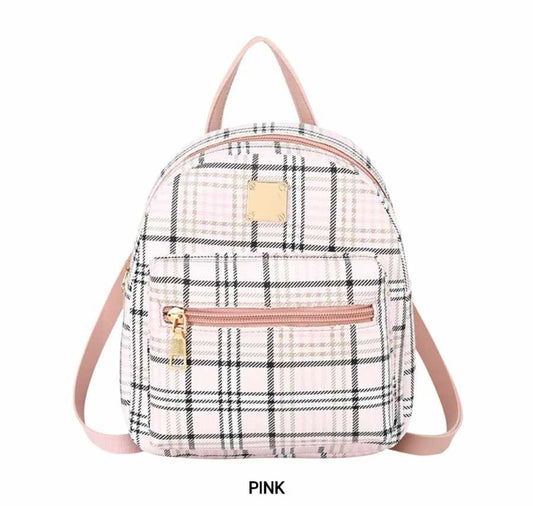ZIPPERED BACK PACK, Plaid Mini Back Pack