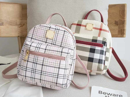 ZIPPERED BACK PACK, Plaid Mini Back Pack