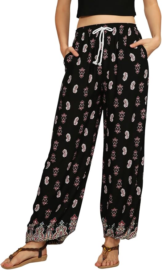 PANTS, Women's floral print boho pants