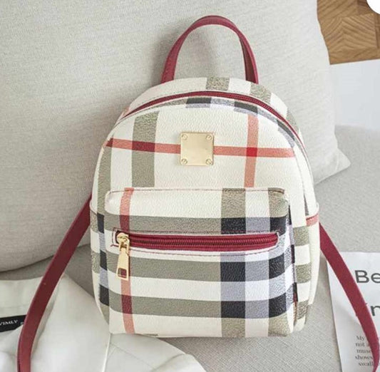 ZIPPERED BACK PACK, Plaid Mini Back Pack