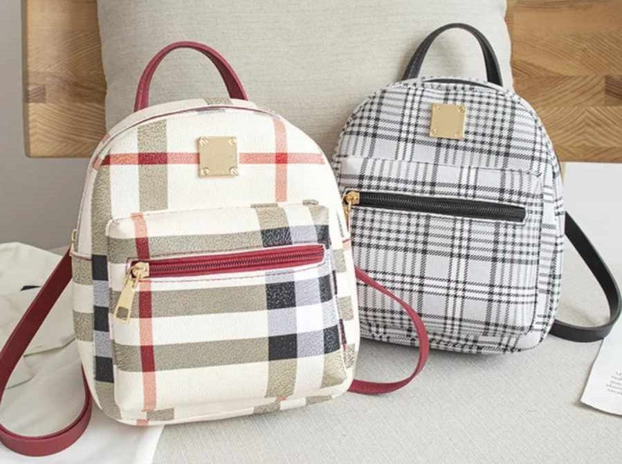 ZIPPERED BACK PACK, Plaid Mini Back Pack