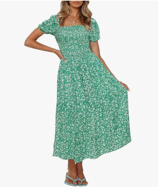 DRESS, Summer Boho Floral Print Dress